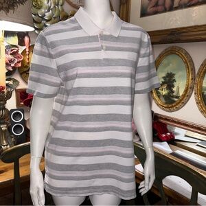 MENSWEAR CALVIN KLEIN SZ M  POLO SHIRT PINK AND GRAY STRIPED